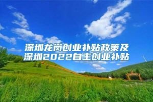 深圳龙岗创业补贴政策及深圳2022自主创业补贴