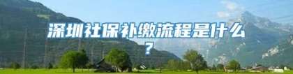 深圳社保补缴流程是什么？