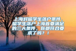 上海对留学生落户条件，留学生落户上海首要满足的三大条件，你都符合要求了吗？！