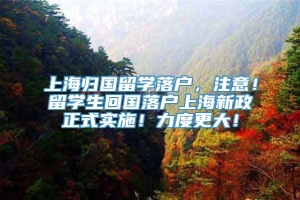 上海归国留学落户，注意！留学生回国落户上海新政正式实施！力度更大！