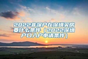 2022非深户在深圳买房要什么条件（2022深圳户口入户申请条件）