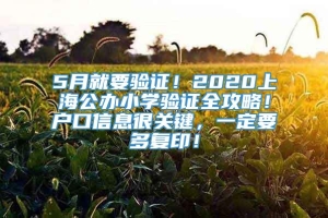 5月就要验证！2020上海公办小学验证全攻略！户口信息很关键，一定要多复印！