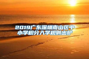 2019广东深圳南山区中小学积分入学规则出炉