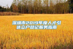 深圳市2019年度人才引进立户登记服务指南