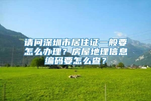 请问深圳市居住证一般要怎么办理？房屋地理信息编码要怎么查？
