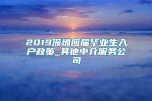 2019深圳应届毕业生入户政策_其他中介服务公司